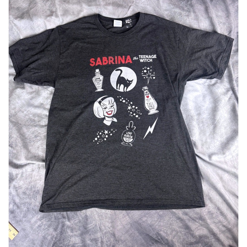 Sabrina the Teenage Witch Graphic T-Shirt Mens Large Gray Salem Cat Archie Comic